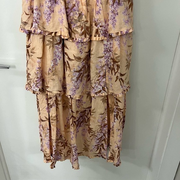 House of Harlow Linen Bustier Lace-up-back  Tiered Maxi Dress Size Small NWOT - Picture 6 of 8